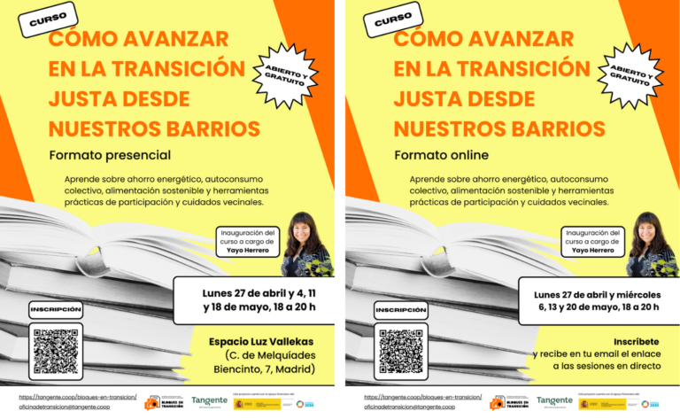 Formación gratuita: ¿Cómo avanzar en la transición justa desde nuestros barrios? (presencial y online)